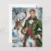 Mooi blond man en een kerstrendier briefkaart (Voorkant / Achterkant)