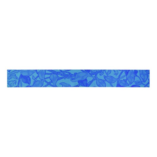 Mooi Blue Honeysuckle Pattern van W. Morris Grosgrain Lint (Voorkant)