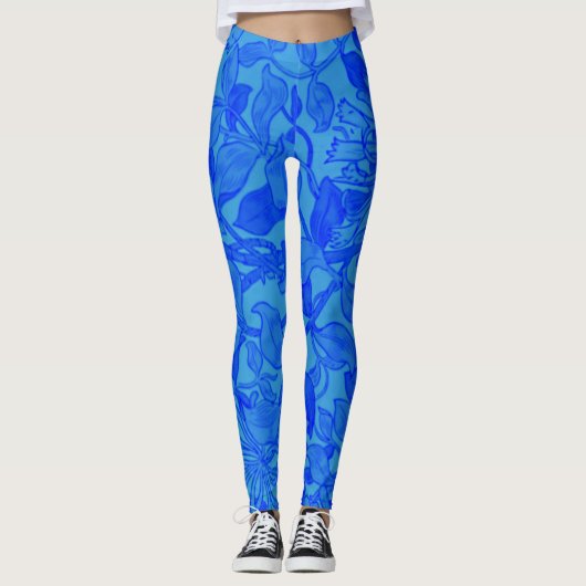 Mooi Blue Honeysuckle Pattern van W. Morris Leggings (Voorkant)