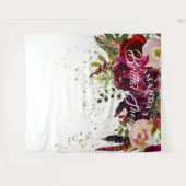 Mooi Boho-Bordeaux Bloemachtig Bruiloftsshower Ach Wandkleed (Voorkant (horizontaal))