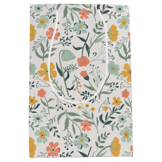 Mooi Botanisch Bloemen Patroon Medium Cadeauzakje (Voorkant)