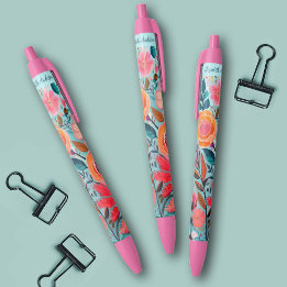 Mooi botanisch meisjesachtig bloemmotief zwarte inkt pen