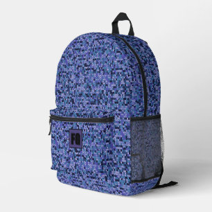 Mooi, breipatroon, gebreid, blauw en bedrukte rugzak