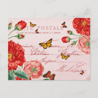 Mooi briefkaart met bloemen en vlinders