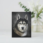 Mooi Briefkaart van Siberian Husky (Staand voorkant)