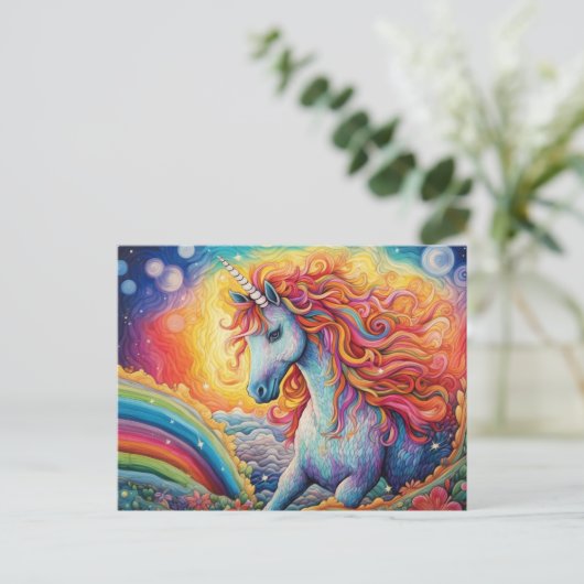 Mooi Briefkaart van Unicorn (Staand voorkant)