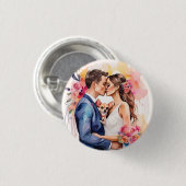 Mooi bruidspaar met Schattige grappig Ronde Button 3,2 Cm (Voorkant /achterkant)