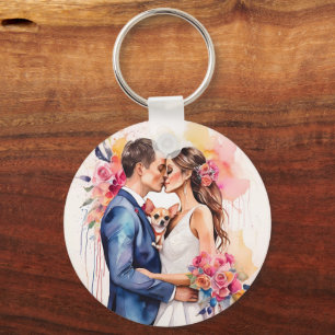 Mooi bruidspaar met Schattige grappig Sleutelhanger