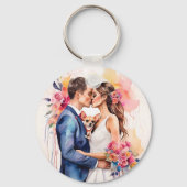 Mooi bruidspaar met Schattige grappig Sleutelhanger (Achterkant)