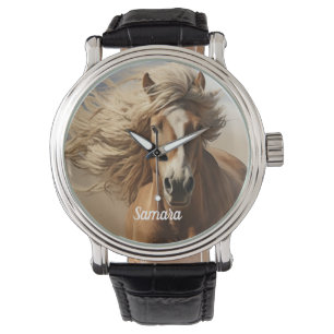 Mooi bruin paard hardlopen horloge