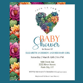 Mooi Cactus Hart Meisje Baby Shower Kaart
