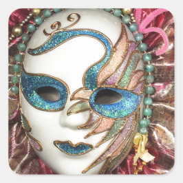 Mooi carnavalemmasker vierkante sticker