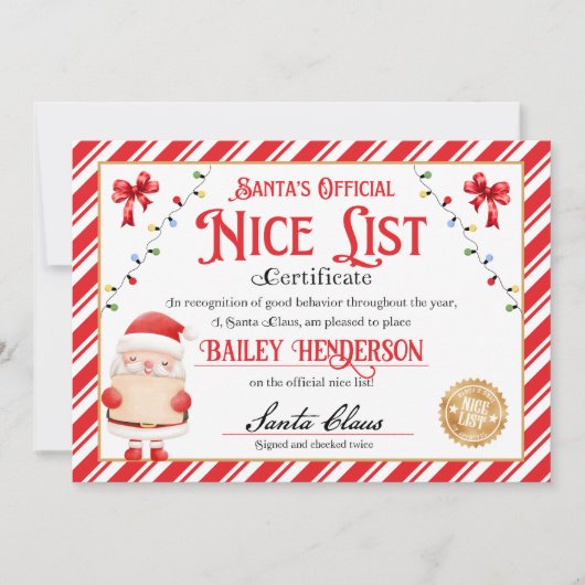 Mooi certificaat van Santa Goedgekeurd Twee keer g Kaart (Voorkant)