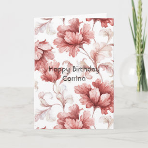 Mooi Chic Rode Bloemen Verjaardag Kaart