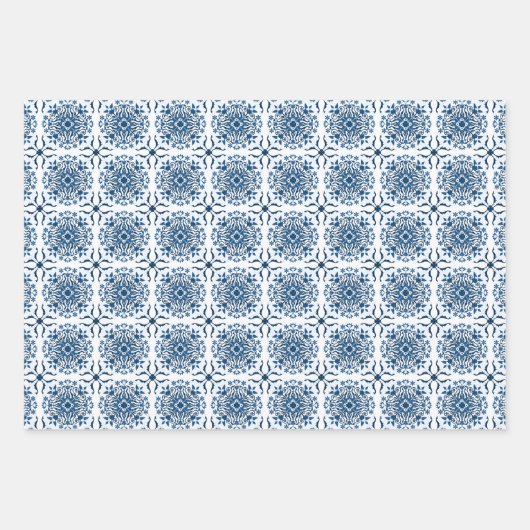 Mooi Classic Blue | Elegant Blue en White Inpakpapier Vel (Voorkant 3)