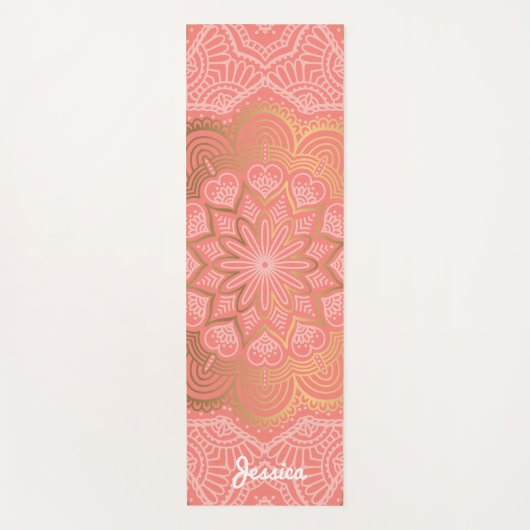 Mooi Coral Pink Mandala Pattern Yogamat (Voorkant)