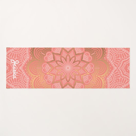Mooi Coral Pink Mandala Pattern Yogamat (Voorkant (horizontaal))