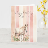 Mooi Crème Perzik Roze Paard Bloemige Verjaardag Kaart (Gele Bloem)