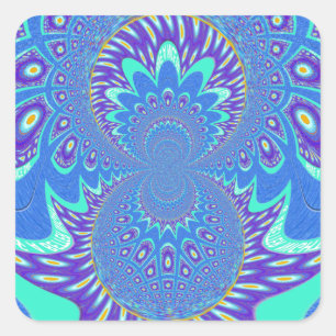 Mooi cyaan blauw caleidoscoop vector art ontwerp vierkante sticker