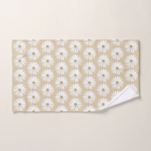 Mooi Daisy Flower Pattern op Sand Beige Bad Handdoek (Handdoek)