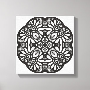 Mooi deco Black Square doodle 6 Canvas Afdruk