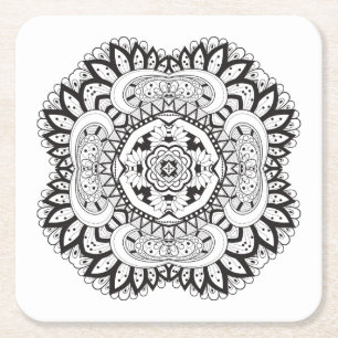 Mooi deco Square Doodle Vierkante Kartonnen Onderzetter