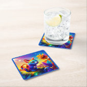 Mooi dier drie vierkante kartonnen onderzetter (Insitu)