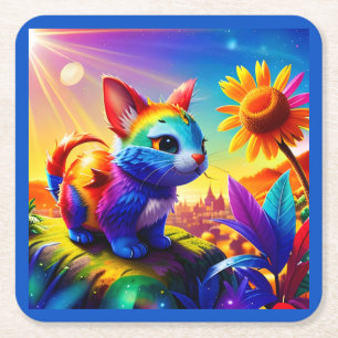 Mooi dier drie vierkante kartonnen onderzetter