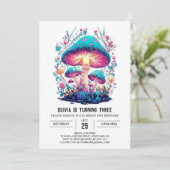 Mooi digitaal bos paddenstoel verjaardag kaart (Staand voorkant)