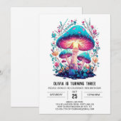 Mooi digitaal bos paddenstoel verjaardag kaart (Voorkant / Achterkant)