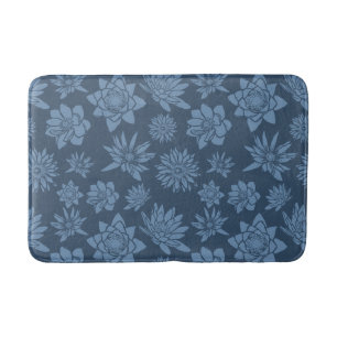 Mooi donkerblauw bloemmotief badmat