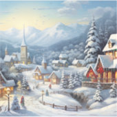 Mooi dorp op kerstdag sticker (Voorkant)