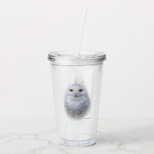 Mooi, drommelig en Serene Snowy Owl Acryl Drinkbeker (Achterkant)