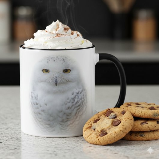Mooi, drommelig en Serene Snowy Owl Mok