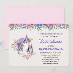 Mooi Eenhoorn Moeder & Baby Waterverf Baby Shower Kaart