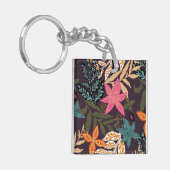 Mooi elegant bloemenpatroon sleutelhanger (Voorkant Links)