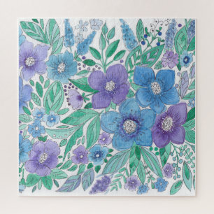 Mooi, elegant, bloempuzzel, waterverf legpuzzel