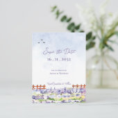 Mooi Elegant Lavendelveld Landschap Bruiloft Aankondigingskaart (Staand voorkant)