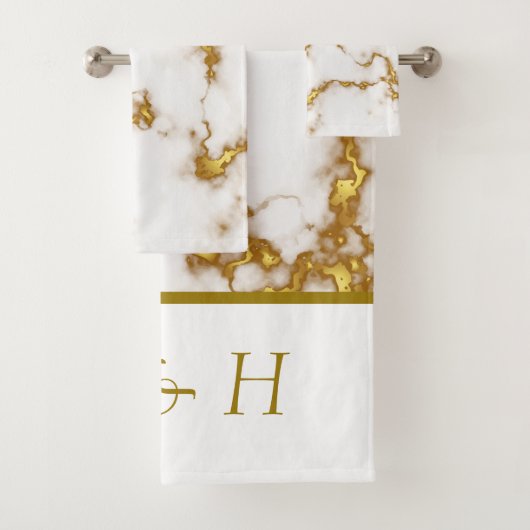 Mooi elegant Modern Marble Monograms ontwerp Bad Handdoek (Insitu)