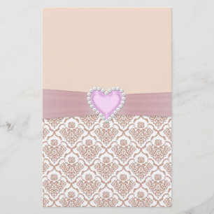 Mooi elegant wit parelseffect hart briefpapier