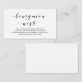 Mooi Elegant, zwart script Honeymoon Wish Informatiekaartje (Voorkant / Achterkant)