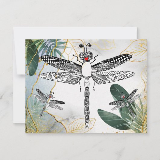 Mooi en kleurrijk Dragonfly Wenskaart Aankondiging (Voorkant)