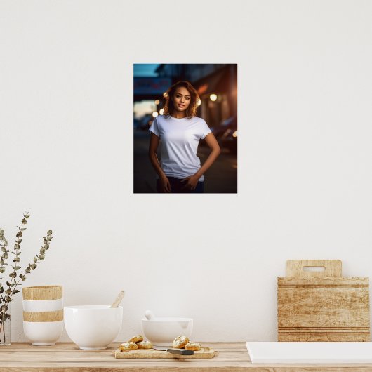 Mooi en mooi krullend vrouwenmodel poster (Keuken)