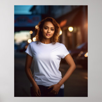 Mooi en mooi krullend vrouwenmodel poster