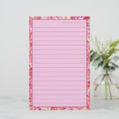 mooi en  roze floraal  briefpapier (Staand voorkant)