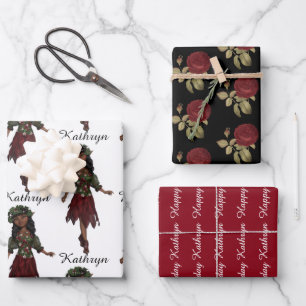 Mooi ethnisch meisje gepersonaliseerd inpakpapier vel