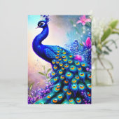 Mooi Fantasy Peacock Feestdagenkaart (Staand voorkant)