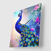 Mooi Fantasy Peacock Vierkante Klok (Hoek)