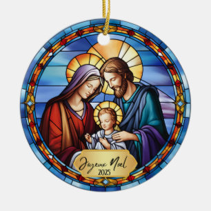 Mooi Faux Glas in lood Joyeux Noel Jesus Keramisch Ornament