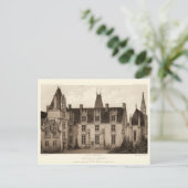 Mooi Frans Chateau in Sepia Tones Briefkaart (Staand voorkant)